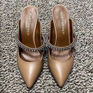 Kurt Geiger Tan Mules with Embellished Strap